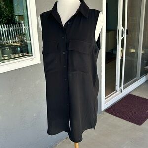 Black Sleeveless Button Up Tank